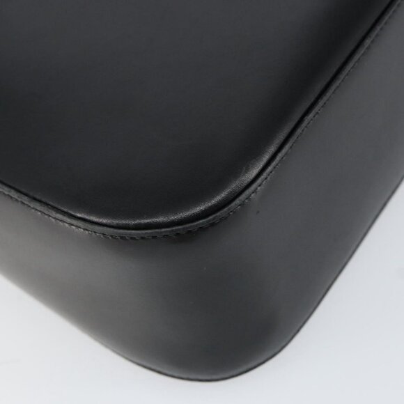 Authentic Salvatore Ferragamo Gancini Shoulder Bag Leather Black Gold - Picture 9 of 16